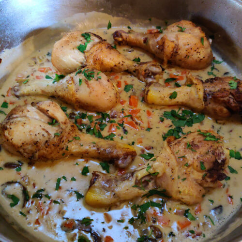 braised chicken and bacon cream sauce